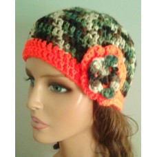NEW Mujer&apos;s Handmade Camo Hunting w/Flower Hat   beanie  tam FREE SHIP  eb-85066982